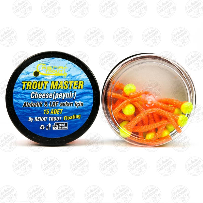 طعمه مصنوعی دم موشی شناور نارنجی-زرد طعم دار(پنیر) رنات بیت بسته ۱۵ عددی,Renat Baits Tailed Trout Master