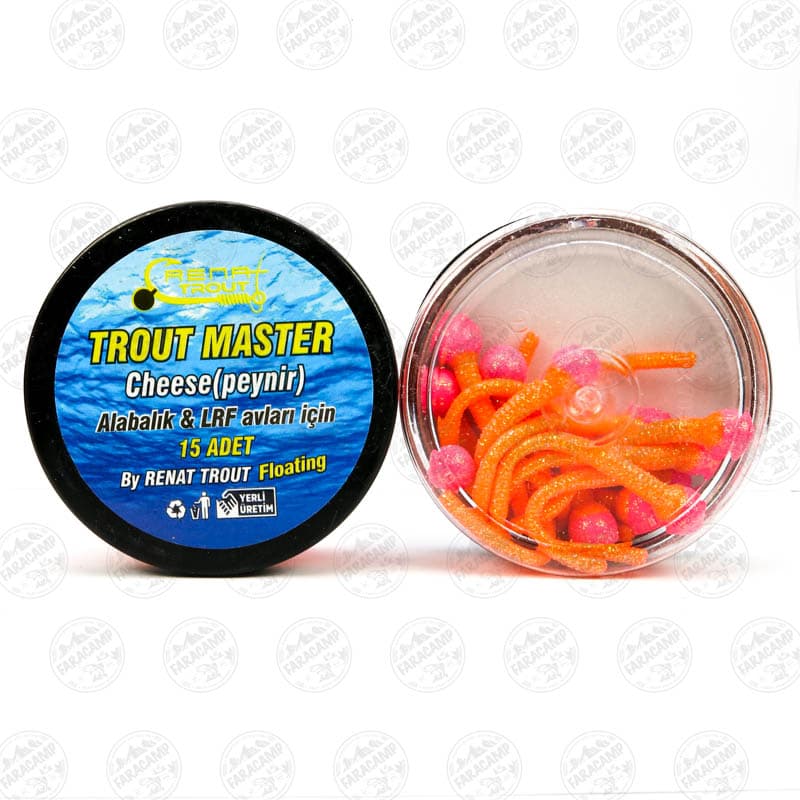 طعمه مصنوعی دم موشی شناور نارنجی-صورتی طعم دار(پنیر) رنات بیت بسته ۱۵ عددی,Renat Baits Tailed Trout Master
