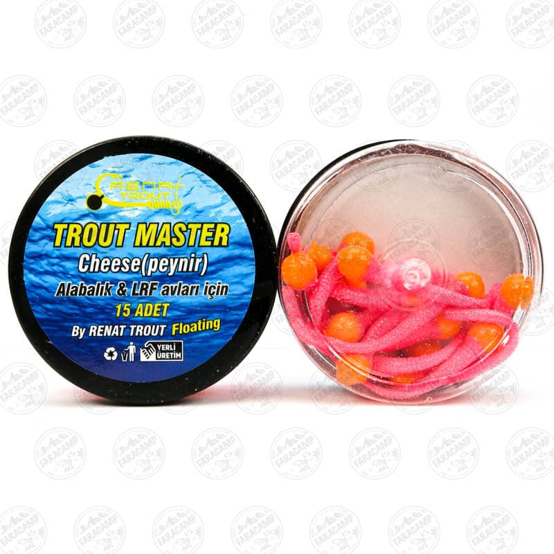 طعمه مصنوعی دم موشی شناور صورتی-نارنجی طعم دار(پنیر) رنات بیت بسته ۱۵ عددی,Renat Baits Tailed Trout Master