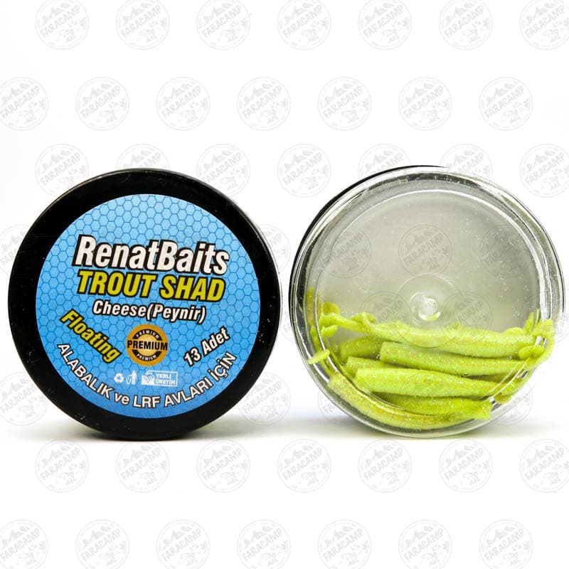 طعمه مصنوعی بچه ماهی شناور سبز کم رنگ طعم دار(پنیر) رنات بیت بسته ۱۳ عددی Renat Baits Glittery Trout Shad — تصویر ۲
