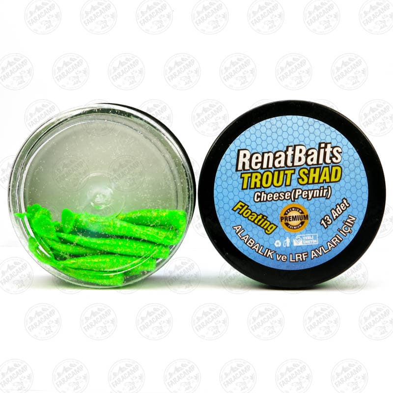طعمه مصنوعی بچه ماهی شناور سبز طعم دار(پنیر) رنات بیت بسته ۱۳ عددی Renat Baits Glittery Trout Shad