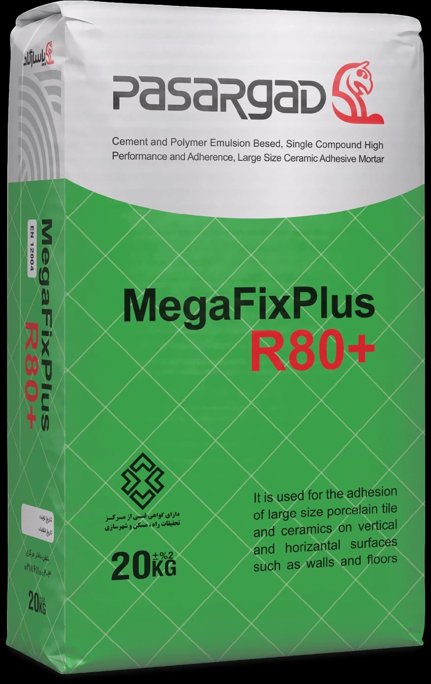 چسب کاشی و سرامیک پرسلان MegaFixplus r80 پاسارگاد