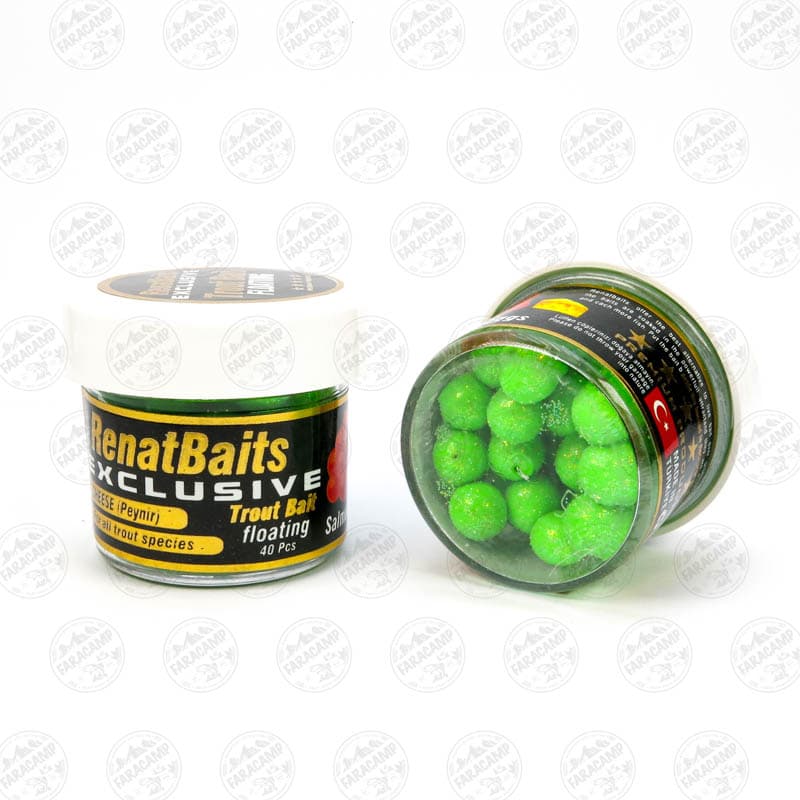 طعمه مصنوعی تخم سالمون شناور سبز طعم دار(پنیر) رنات بیت بسته ۴۰ عددی RENAT BAITS Salmon Eggs — تصویر ۲