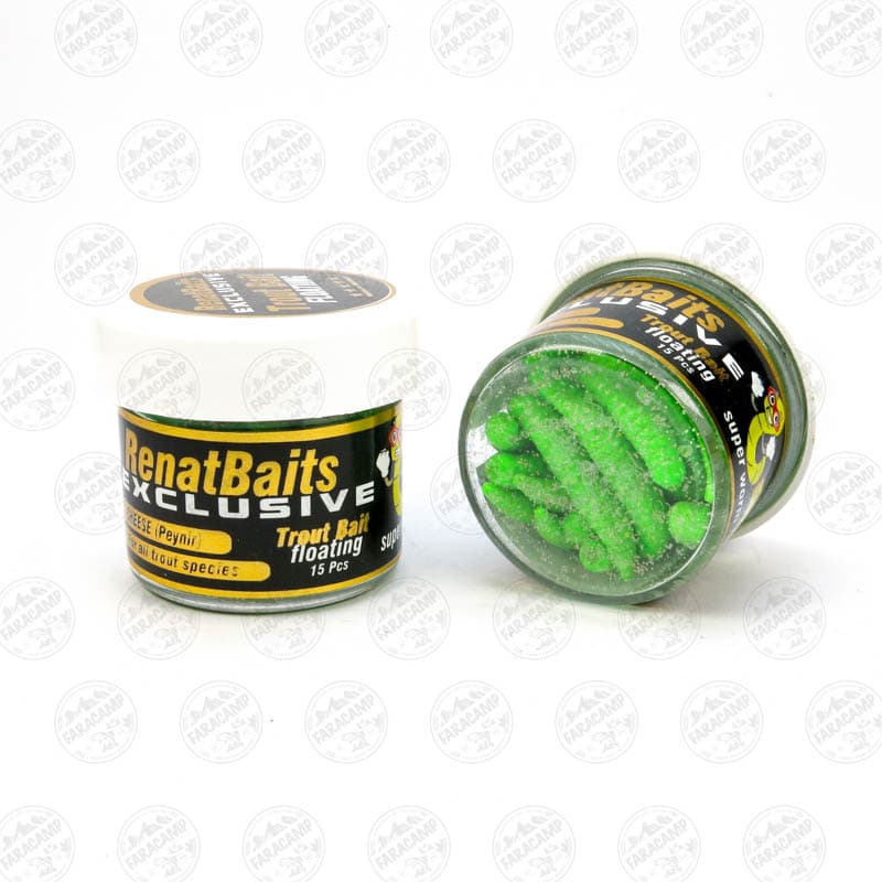 طعمه مصنوعی کرم شناور سبز طعم دار(پنیر) رنات بیت بسته ۱۵ عددی RENAT BAITS SUPER WORM