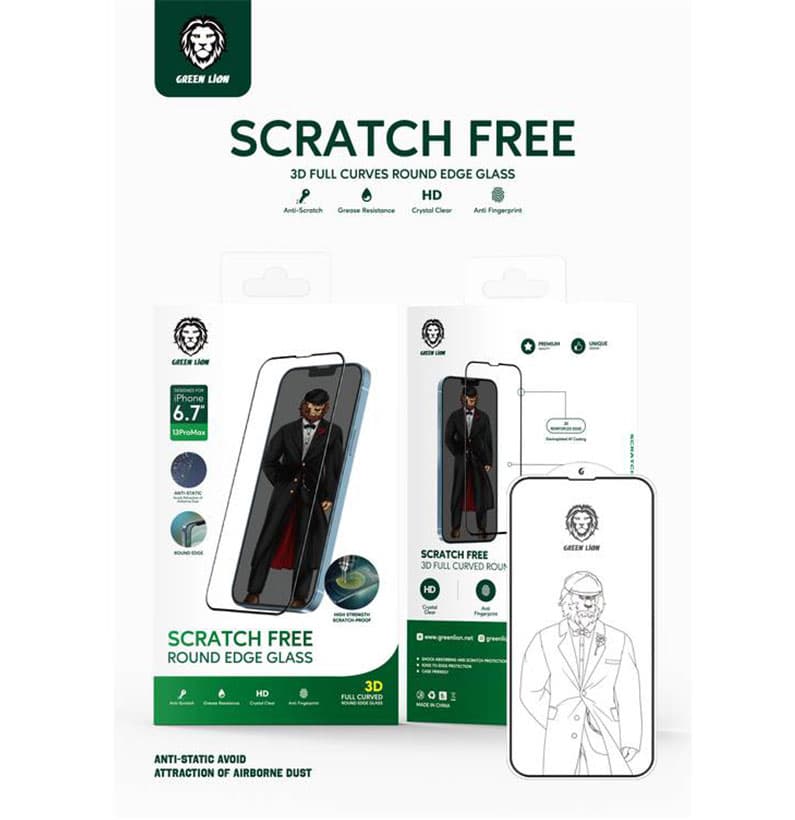 گلس گرین لاین برای iphone 13 pro max مدل scartch edge to edge — تصویر ۳