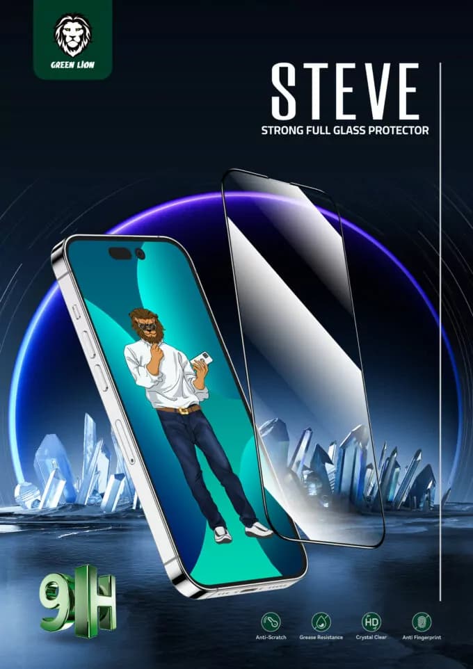 گلس گرین لاین برای اپل Iphone 12 pro max مدل Steve شفاف — تصویر ۷