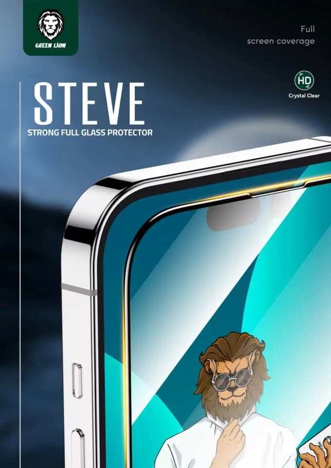 گلس گرین لاین برای اپل Iphone 12 pro max مدل Steve شفاف — تصویر ۸