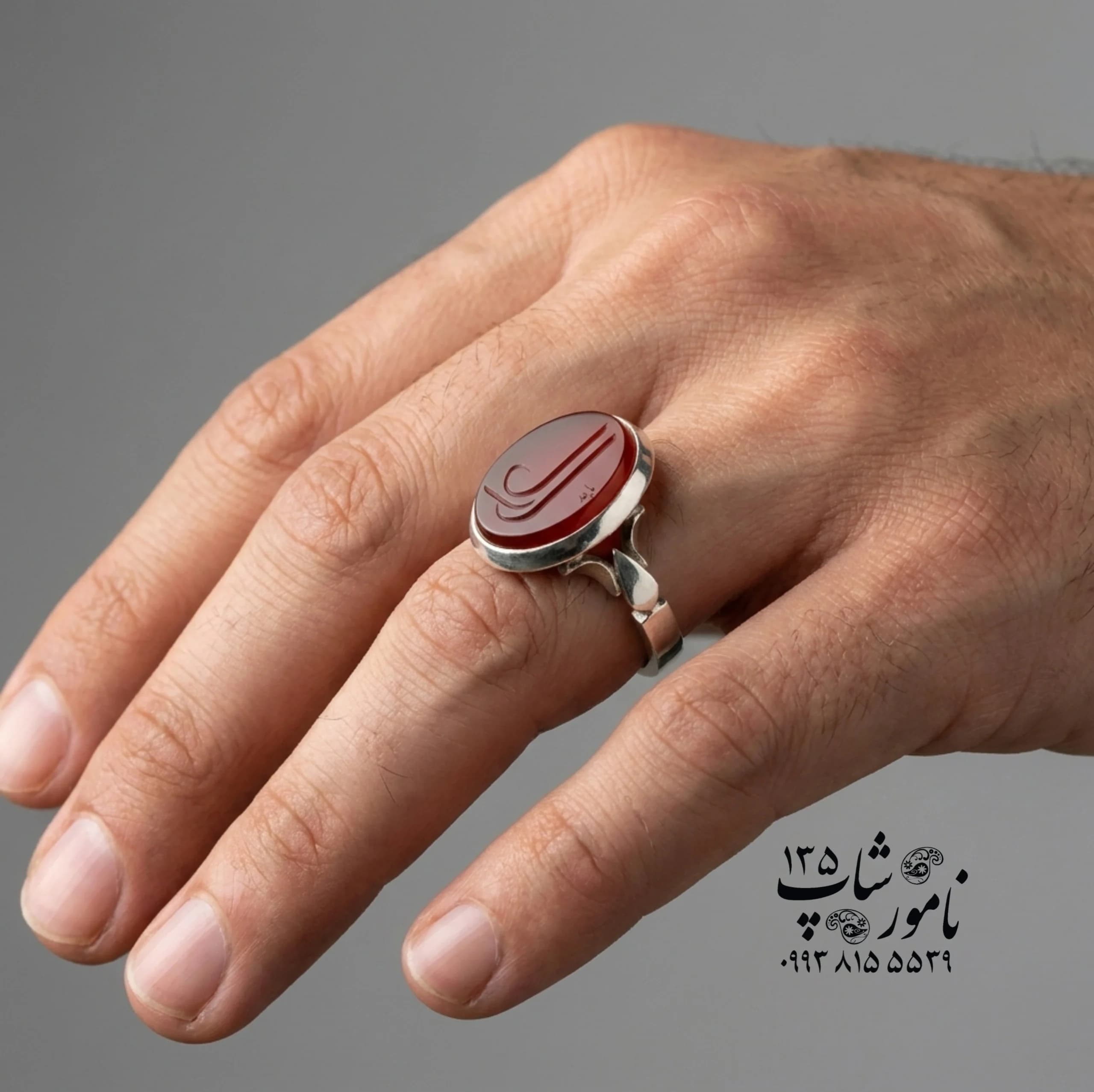 انگشتر مردانه عقیق سرخ کد ۱۰۲۱