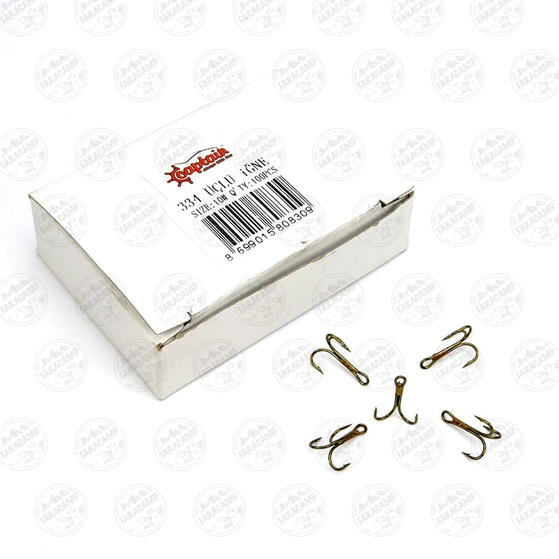 قلاب سه شاخ برنز کاپیتان سایز ۱۰ بسته ۵ عددی Captain TREBLE HOOKS 334 — تصویر ۲