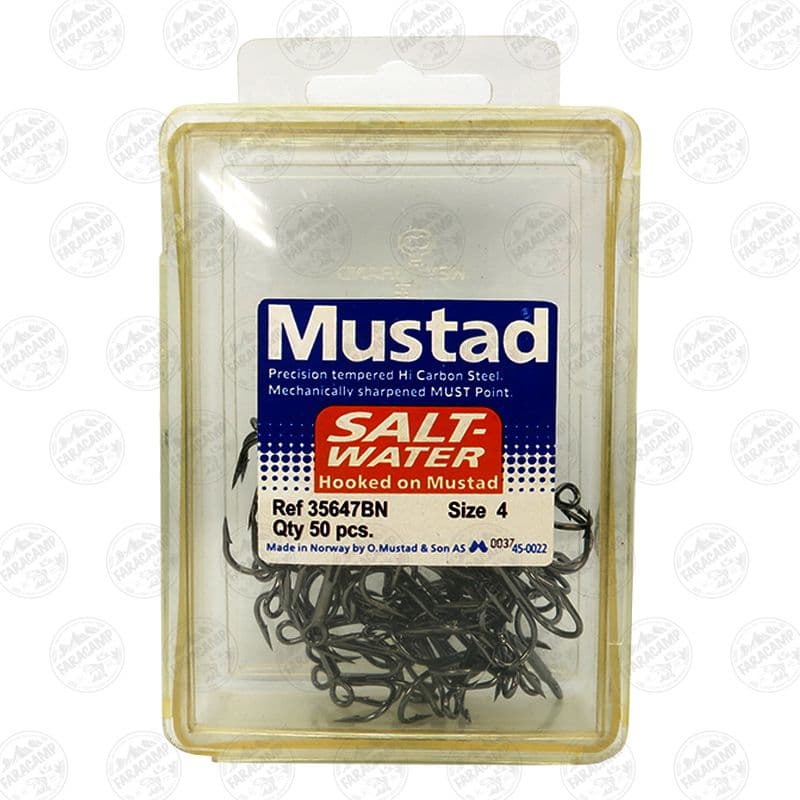 قلاب سه شاخ موستاد نیکل مشکی سایز ۴ بسته ۵۰ عددی MUSTAD Triples HOOKS