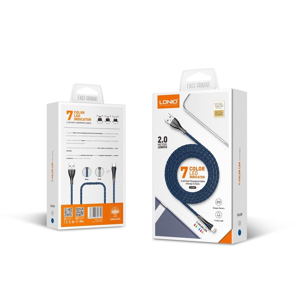 کابل تبدیل USB به Micro USB الدینیو مدل LS462 طول 2 متر