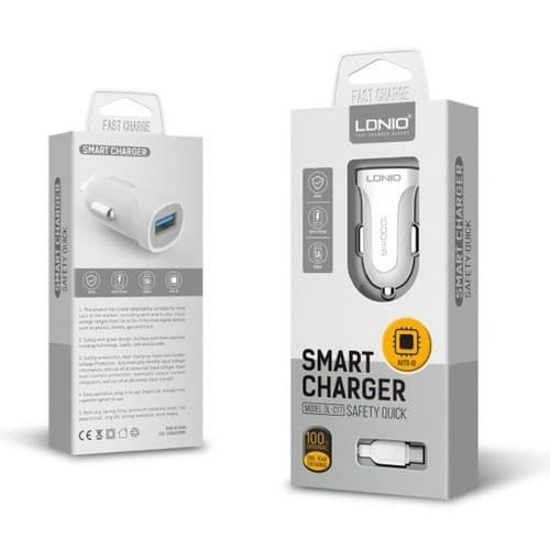 شارژر فندکی الدینیو مدل DL-C17 همراه با کابل Micro USB