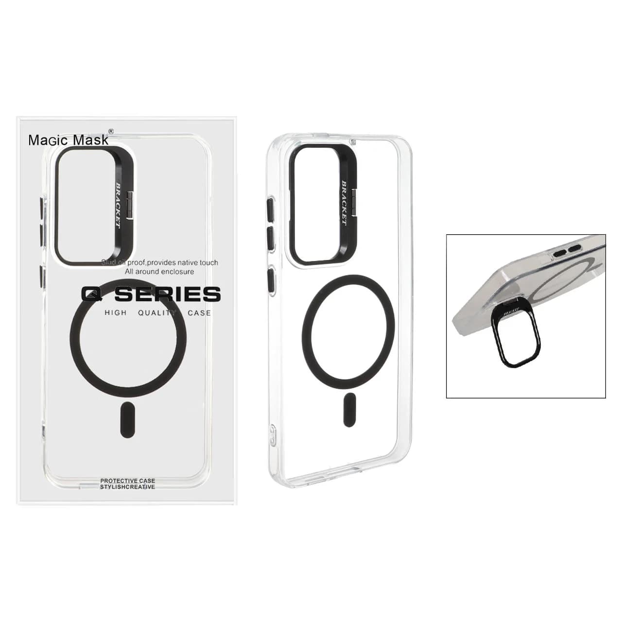 قاب اورجینال Q Series Bracket کریستالی Magsafe لنز استندشو Samsung Galaxy S24 FE