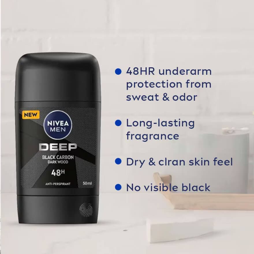 استیک ضد تعریق آقایان نیوآ Nivea Deep Black Carbon حجم 50 میل — تصویر ۳