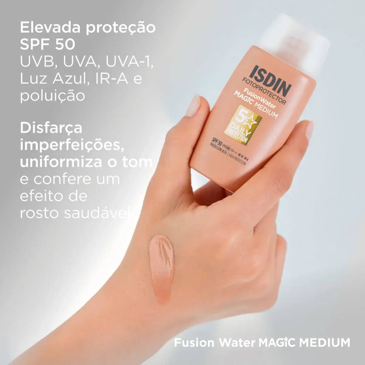 ضد آفتاب رنگی ایزدین مدل Fusion Water فیوژن واتر رنگ مدیوم حجم ۵۰ میل — تصویر ۲