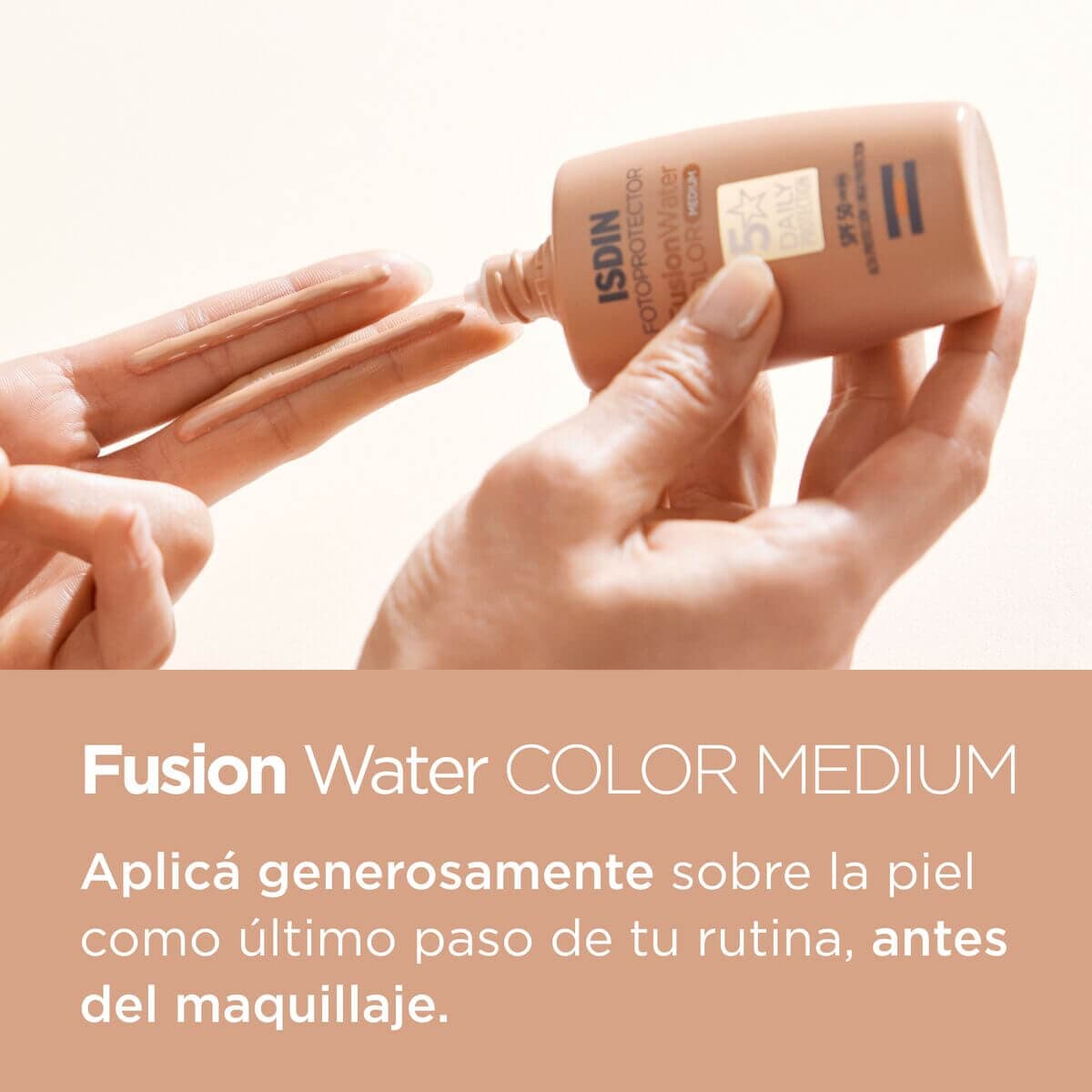 ضد آفتاب رنگی ایزدین مدل Fusion Water فیوژن واتر رنگ مدیوم حجم ۵۰ میل — تصویر ۷
