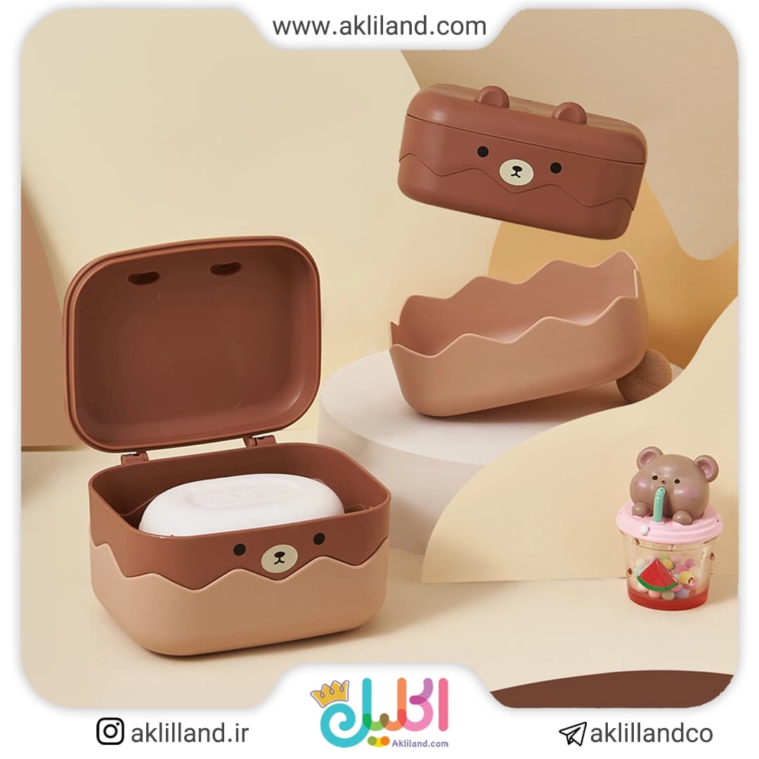 جا صابونی درب دار خرس قهوه ای