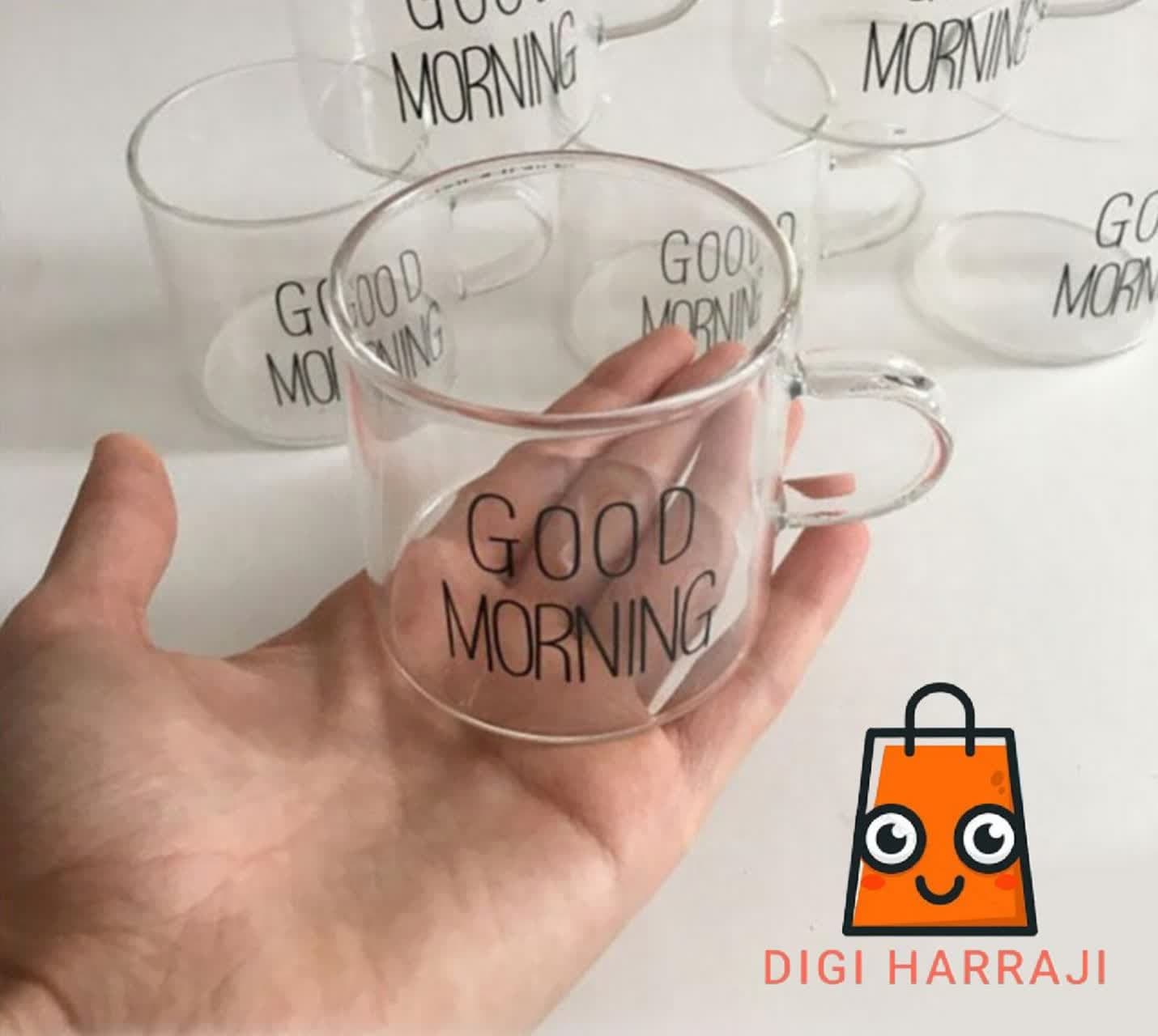 فنجان پیرکس ۶ عددی طرح Good Morning – مقاوم و شفاف