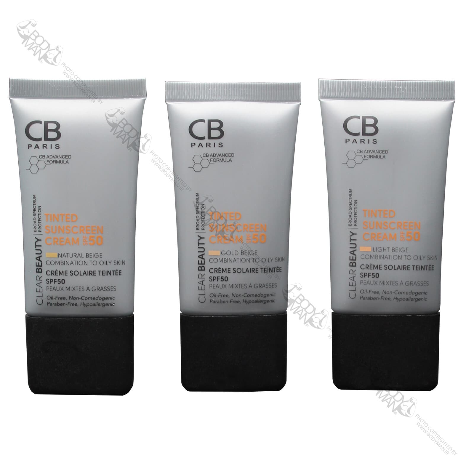 کرم ضد آفتاب رنگی SPF50 مناسب پوست های چرب و مختلط سی بی پاریس | CB PARIS TINTED SUNSCREEN CREAM SPF50 COMBINATION TO OILY SKIN — تصویر ۴