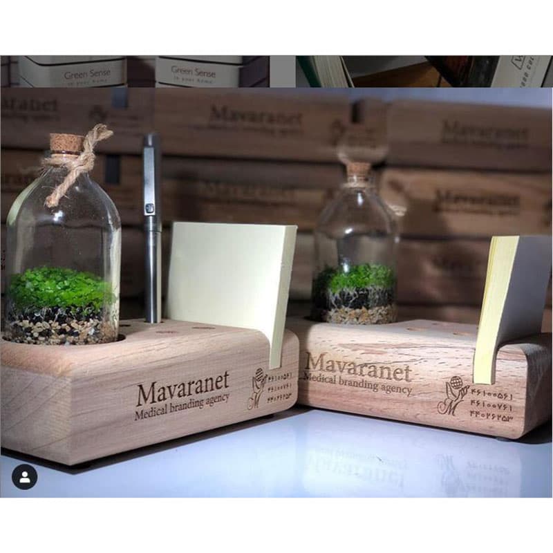 ست جا قلمی چوبی و گلدان تراریوم کد wood12