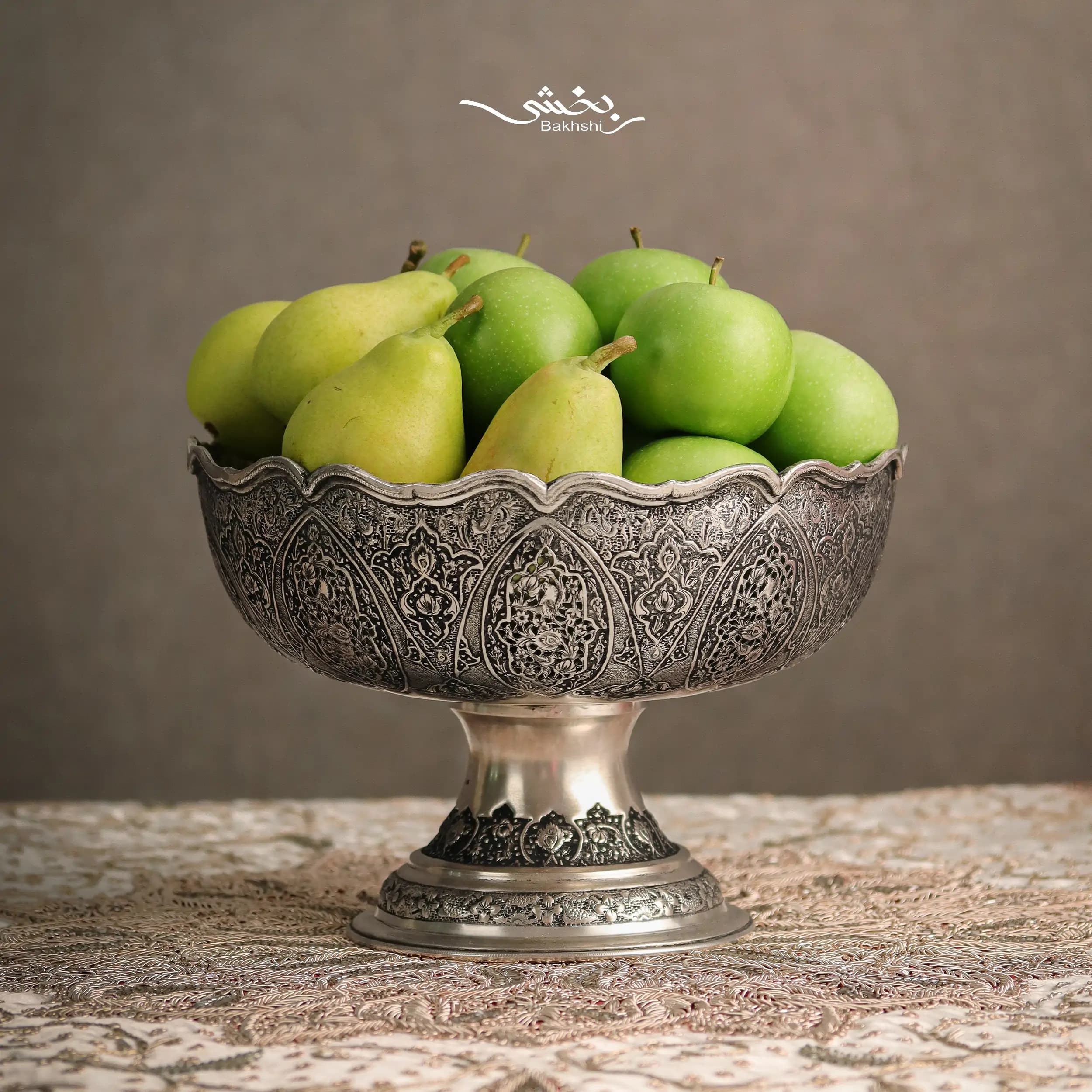 کاسه نقره پایه گلدانی مشبک اعلا