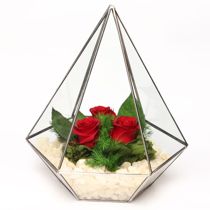 رز جاودان آبگینه منشور سه گل