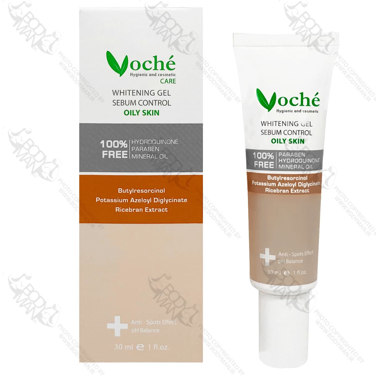 ژل رفع لک و تیرگی مناسب پوست چرب و مستعد آکنه وچه | Voche WHITENING GEL FOR OILY SKIN — تصویر ۲