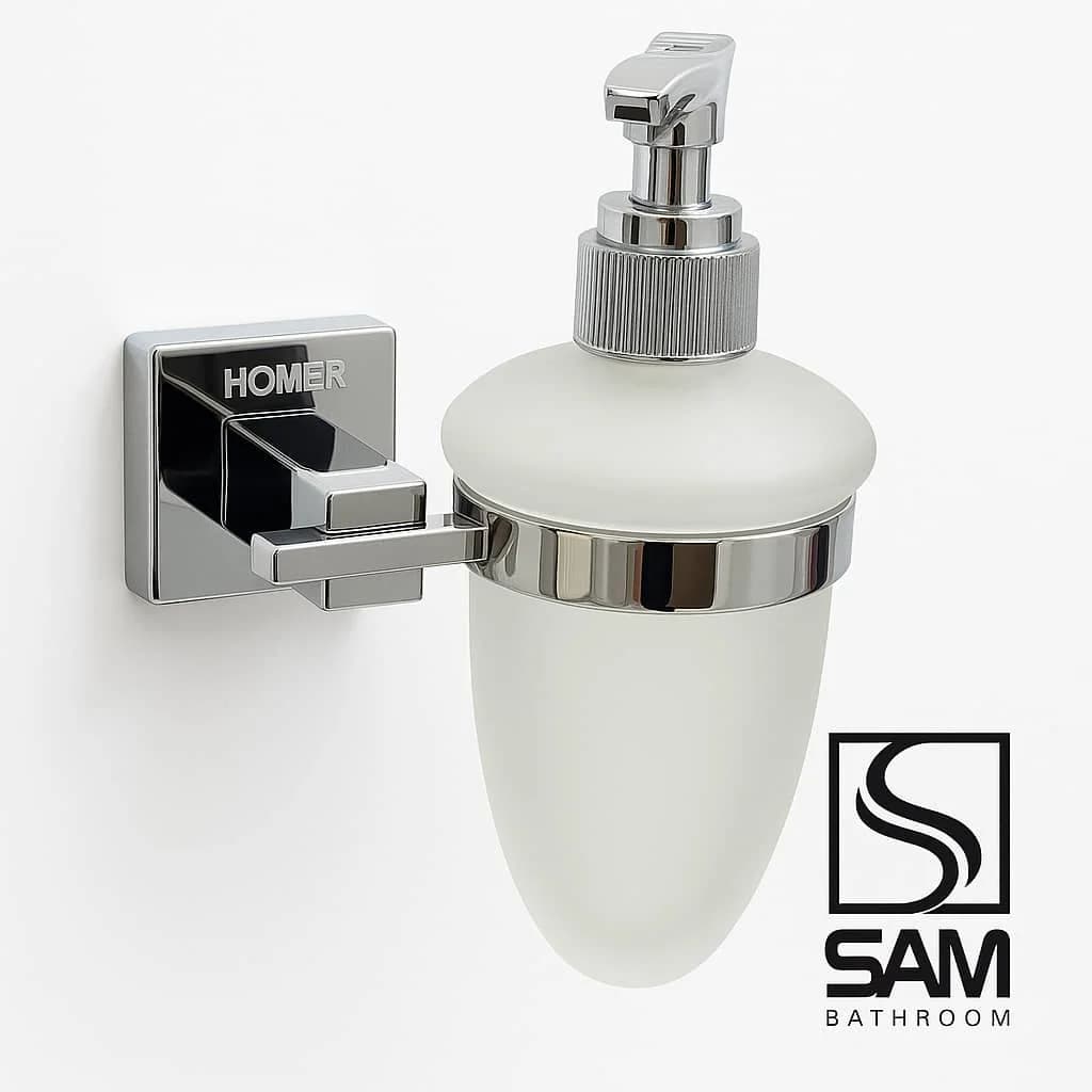 جای مایع دیواری استیل کروم برند هامر 55910 — تصویر ۳