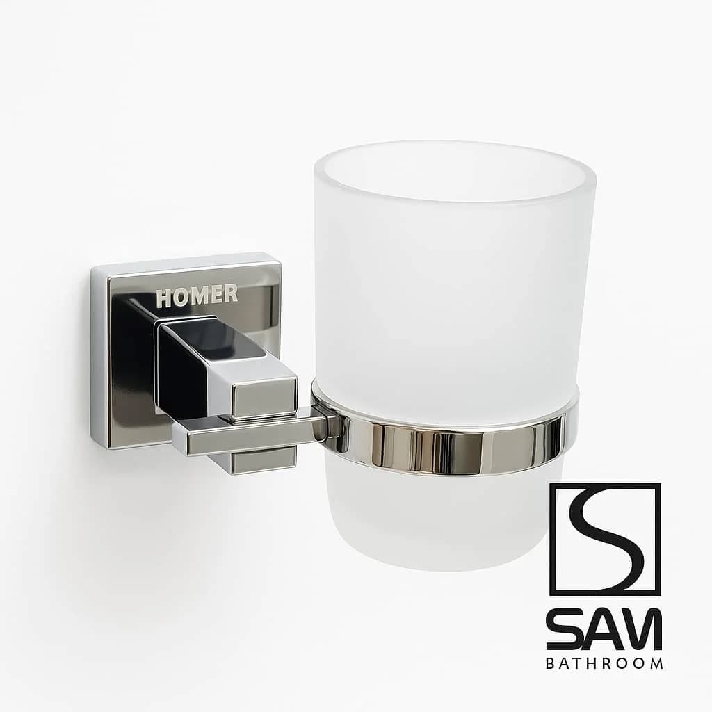 جای مسواک دیواری استیل کروم هامر 55906 — تصویر ۳