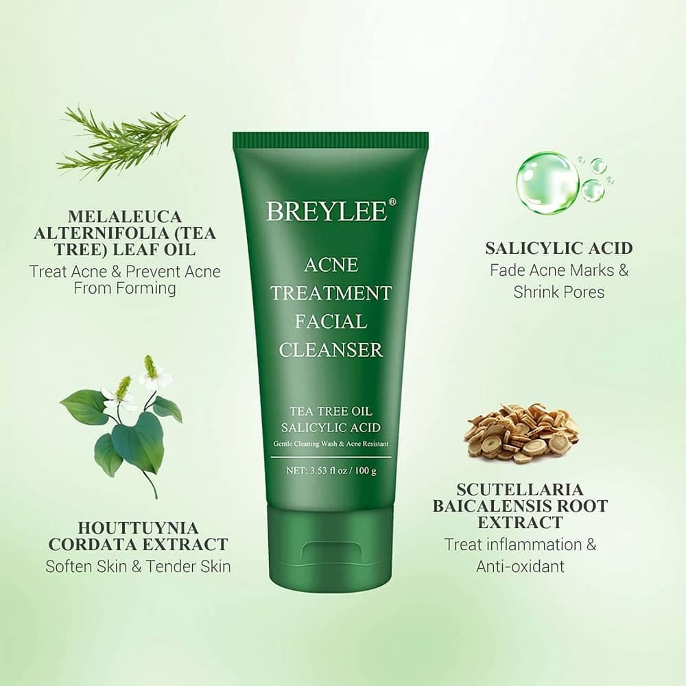 فوم شستشو ضدجوش چای سبز بریلی BREYLEE ACNE TREATMENT FACIAL CLEANSER — تصویر ۲