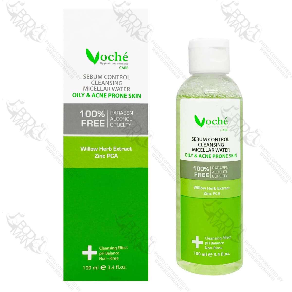 محلول پاک کننده آرایش مناسب پوست های چرب و مستعد آکنه وچه | Voche CLEANSING WATER FOR OILY AND ACNE PRONE SKIN