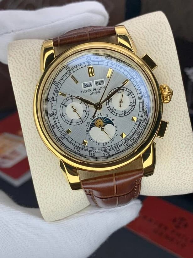 ساعت مچی پتک فیلیپ تقویم دائمی | Patek Philippe Perpetual Calendar | طلایی صفحه سفید رپلیکا ایتالیا