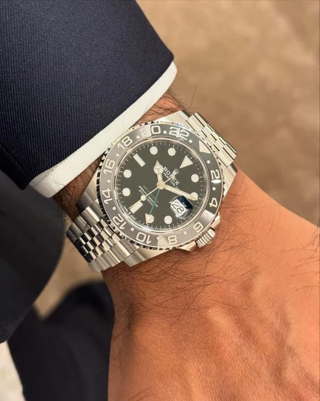 ساعت مچی رولکس جیامتی مستر ۲ | Rolex GMT-Master II | نقره ای -مشکی-خاکستری صفحه مشکی های کپی — تصویر ۲