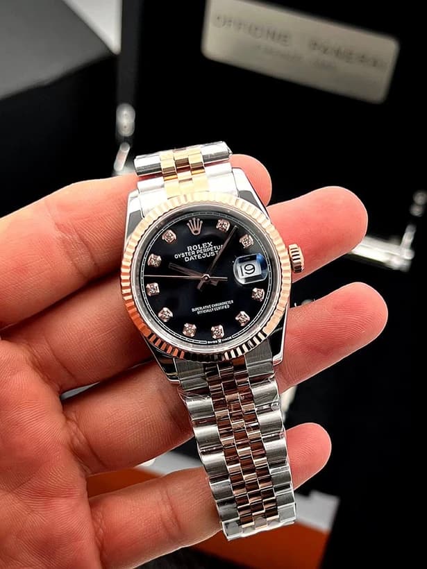 ساعت مچی رولکس دیت‌جاست | Rolex Datejust | نقره‌ای-رزگلد صفحه مشکی کوارتز