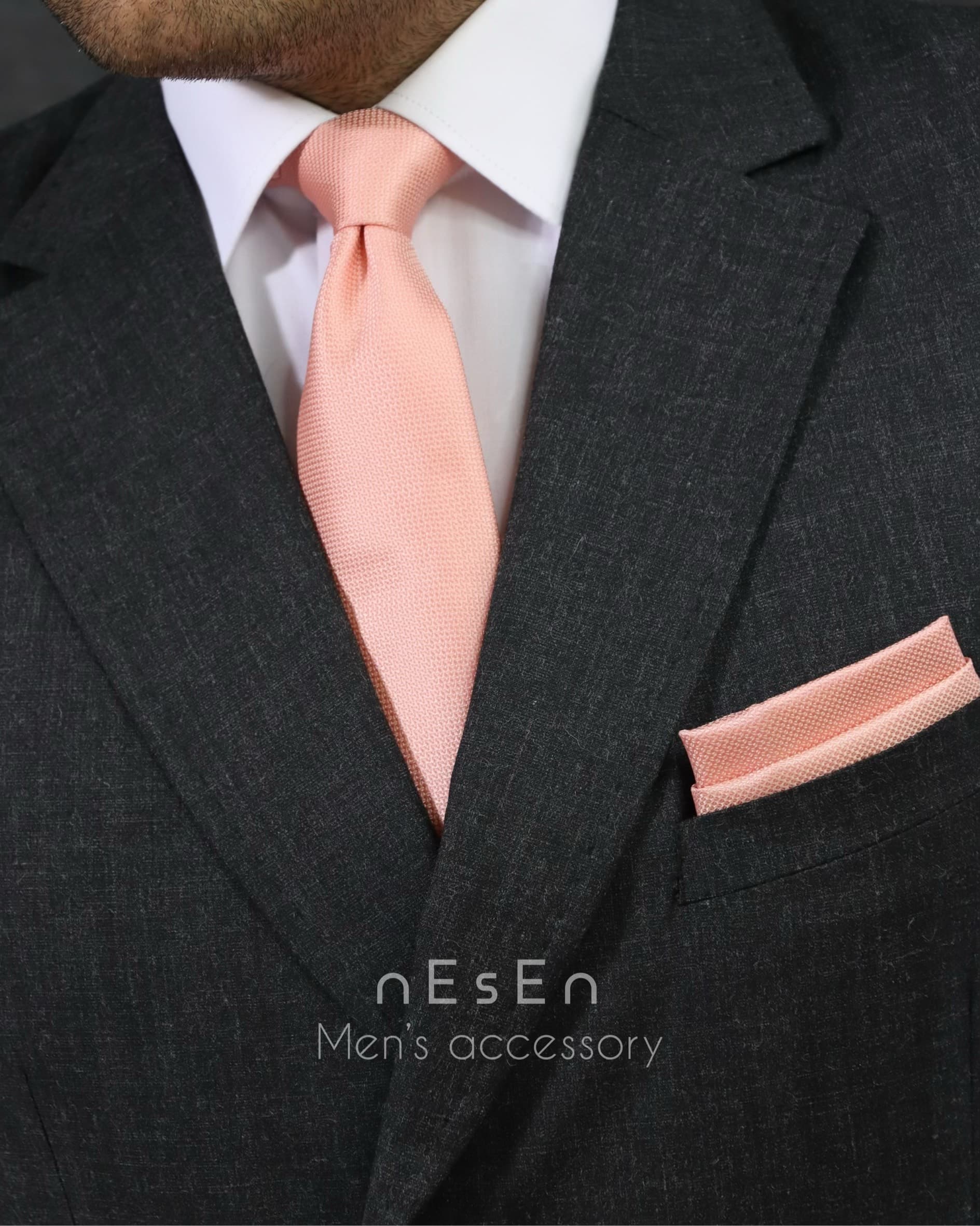 کراوات و دستمال جیب مردانه نسن | گلبهی ساده (جودون) S42