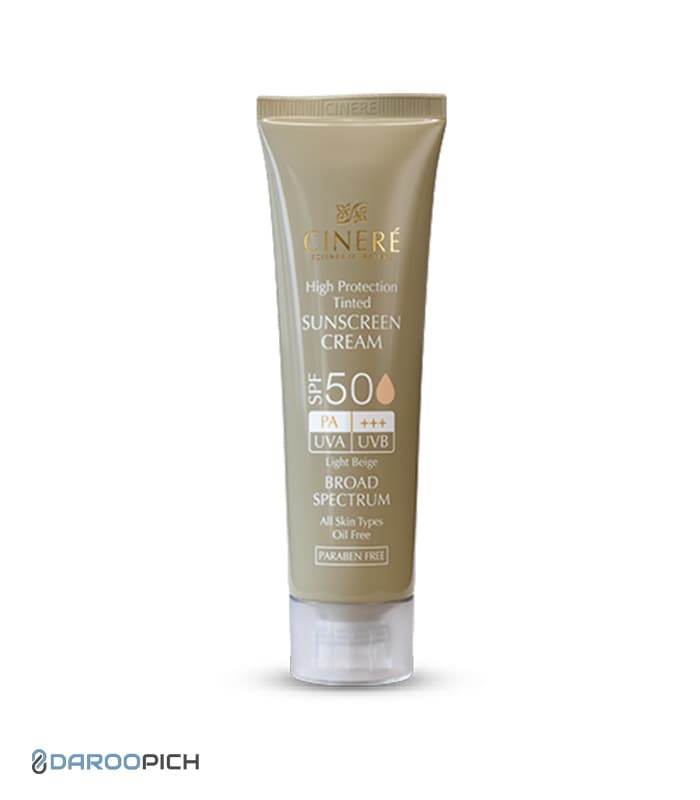 کرم ضدآفتاب سینره رنگی بژ روشن فاقد چربی spf50 — تصویر ۵