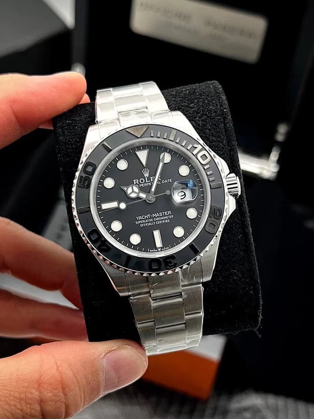 ساعت مچی رولکس یات مستر | Rolex Yacht-Master | نقره ای-مشکی صفحه مشکی رپلیکا ایتالیا