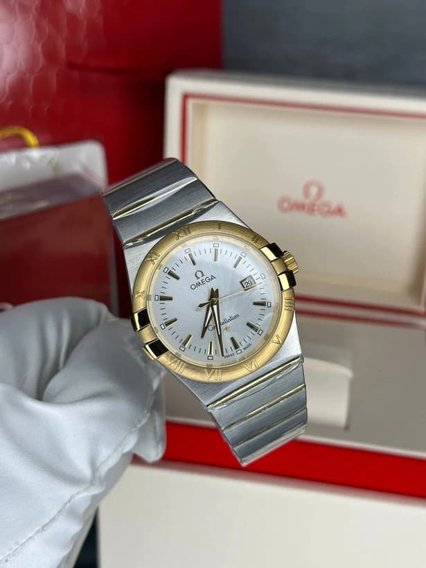 ساعت مچی امگا کانسلیشن | Omega Constellation | نقره ای-طلایی صفحه سفید رپلیکا ایتالیا — تصویر ۳
