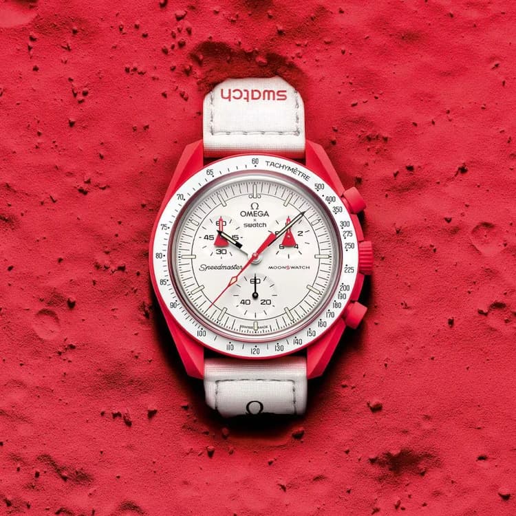 ساعت مچی امگا سواچ میشن تو مارس | Omega x Swatch Mission to Mars | قرمز صفحه سفید مستر کوالیتی