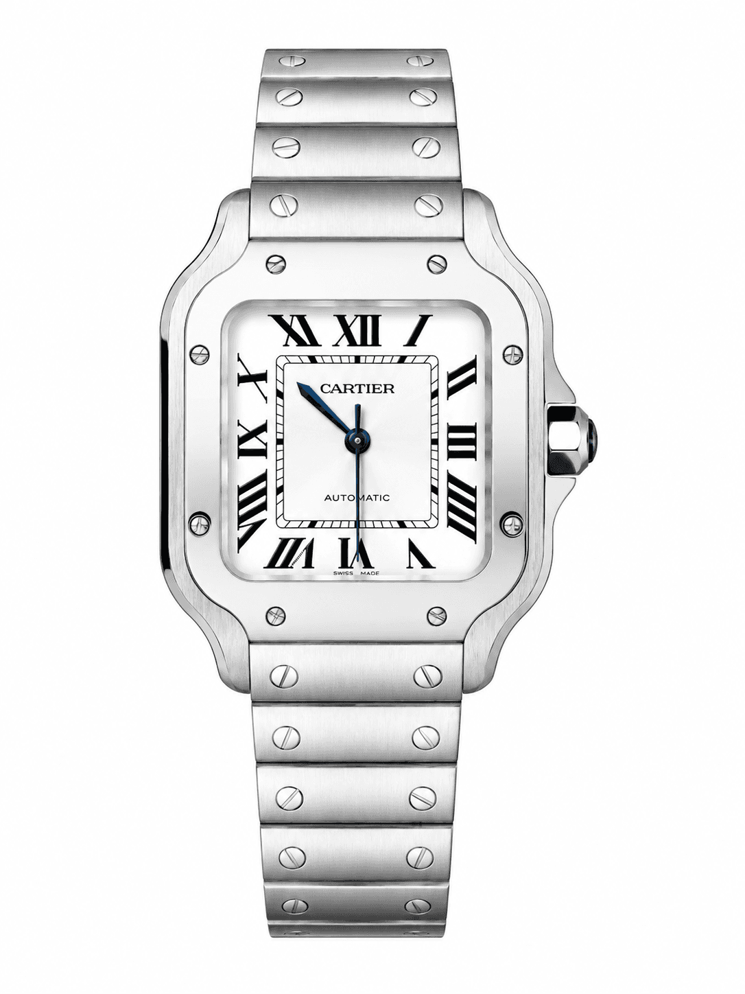 ساعت مچی کارتیه سانتوس | Cartier Santos | نقره‌ای صفحه سفید رپلیکا ایتالیا