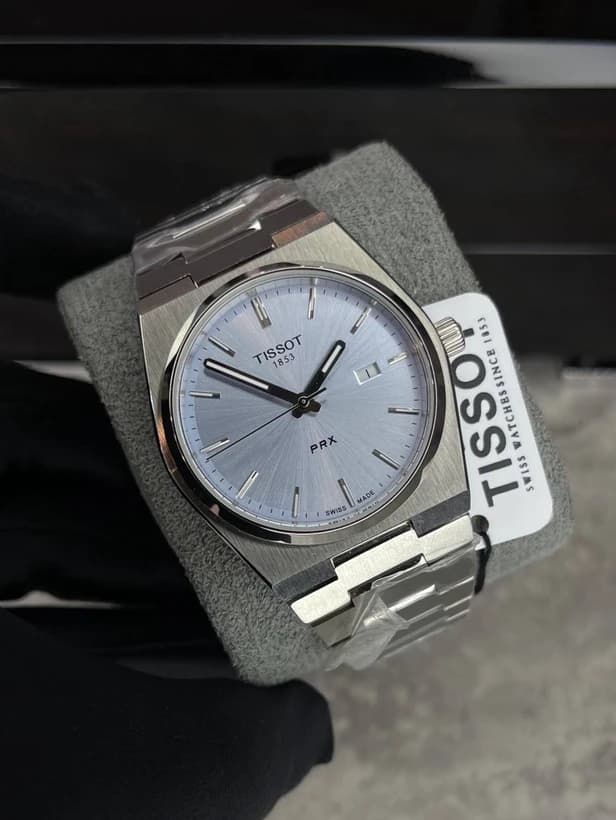 ساعت مچی تیسوت پی آر ایکس | Tissot PRX | نقره‌ای صفحه طوسی های کپی — تصویر ۲