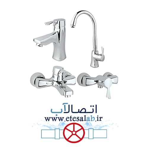 ست شیرآلات چهار تکه کروم راسان مدل پاپیون