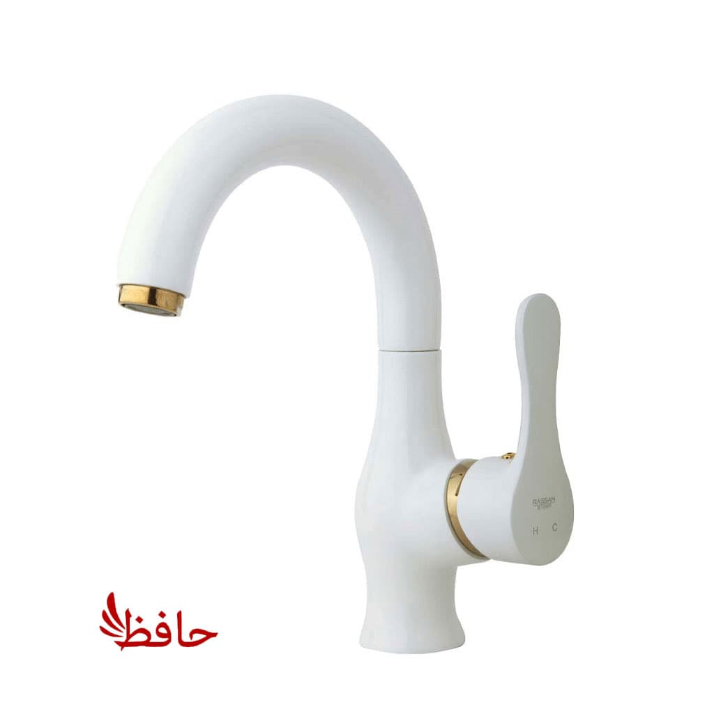 شیر روشویی متحرک شیری طلایی راسان مدل صدف — تصویر ۲
