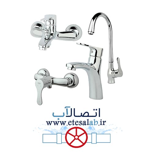 ست شیرآلات چهار تکه کروم راسان مدل صدف