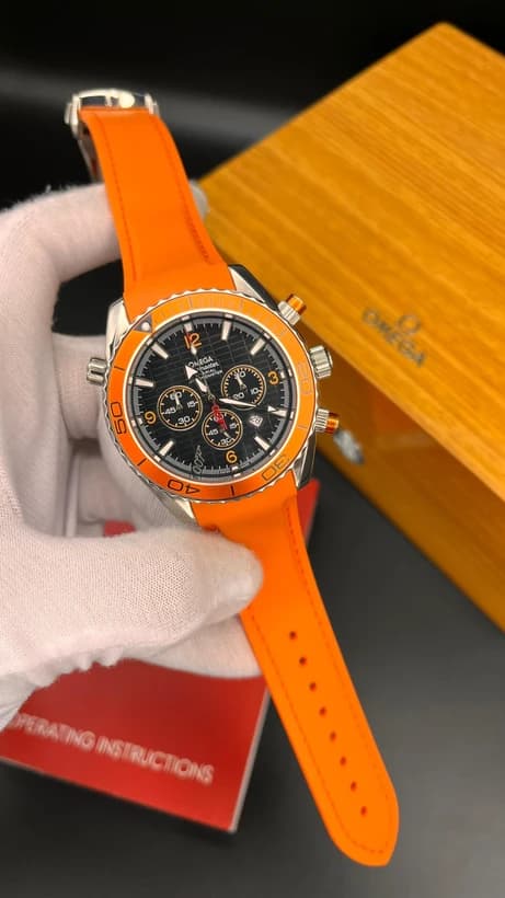 ساعت مچی امگا اسپیدمستر | Omega Speedmaster | نقره‌ای-نارنجی صفحه مشکی های کپی