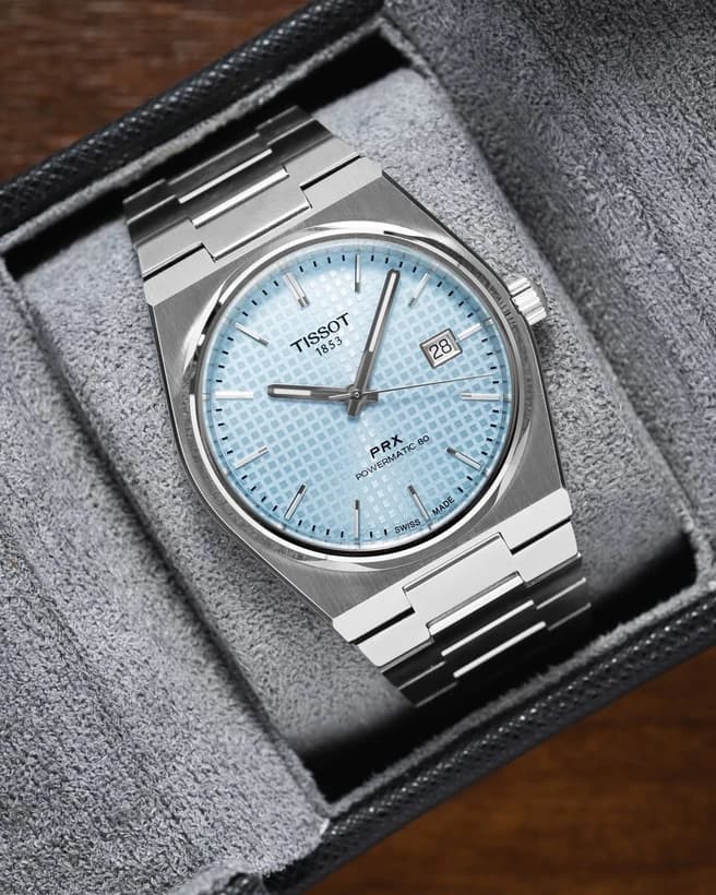 ساعت مچی تیسوت پی آر ایکس | Tissot PRX | نقره‌ای صفحه آبی آسمانی کوارتز — تصویر ۲