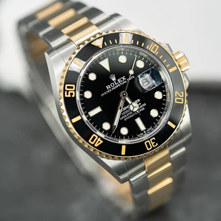 ساعت مچی رولکس ساب‌مارینر | Rolex Submariner | نقره ای-طلایی-مشکی صفحه مشکی های کپی
