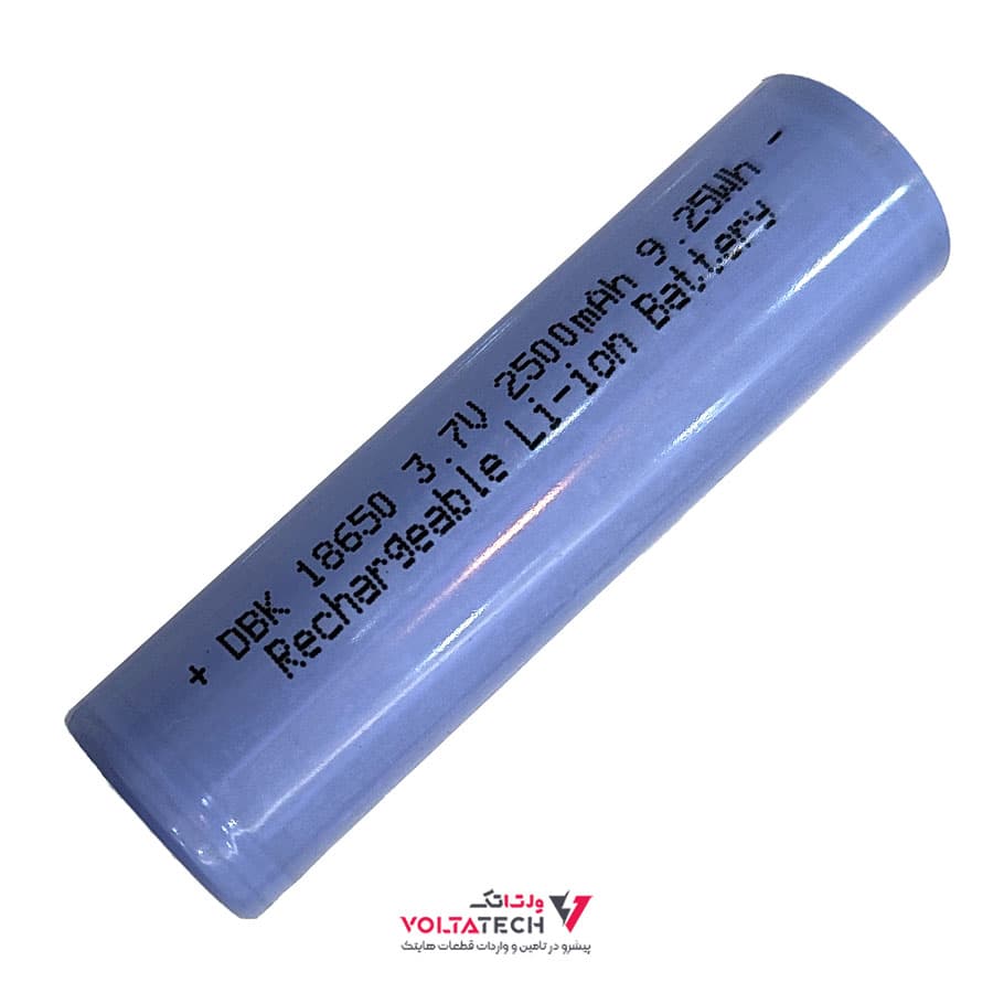 باتری لیتیوم یون 3.7v سایز 1C-18650 ظرفیت 2500mAh برند DBK