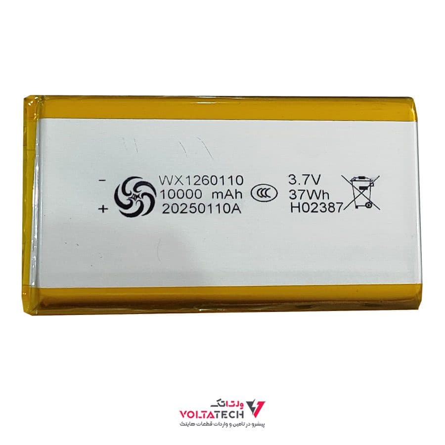 باتری لیتیوم پلیمر 3.7v ظرفیت 10000mA ابعاد 1260110