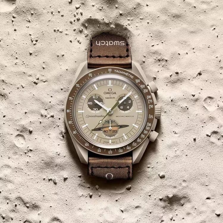 ساعت مچی امگا سواچ میشن تو ساترن | Omega x Swatch Mission to Saturn | بژ صفحه قهوهای مستر کوالیتی